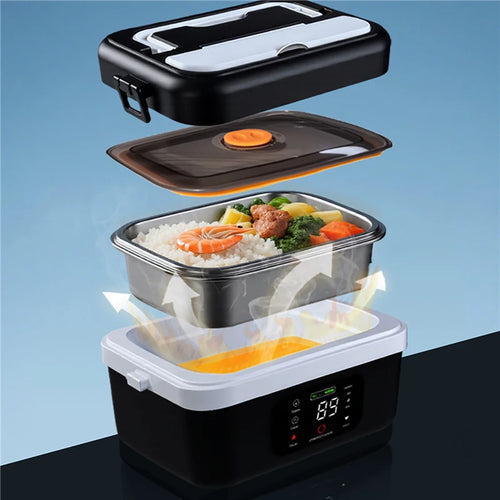 8000mAh Cordless Electric Lunch Box – Rechargeable Self-Heating Food Warmer with Timer & Keep Warm Function | Portable for Work, Travel, Car & Office